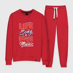 Костюм хлопковый женский Life Song & Love Music, цвет: красный
