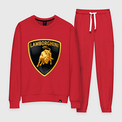 Костюм хлопковый женский Lamborghini logo, цвет: красный