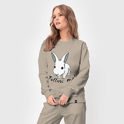 Костюм хлопковый женский Rabbit: follow me, цвет: миндальный — фото 2