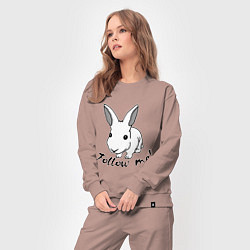 Костюм хлопковый женский Rabbit: follow me, цвет: пыльно-розовый — фото 2