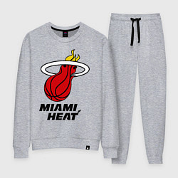 Костюм хлопковый женский Miami Heat-logo, цвет: меланж