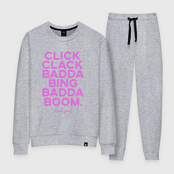 Костюм хлопковый женский Click Clack Black Pink, цвет: меланж