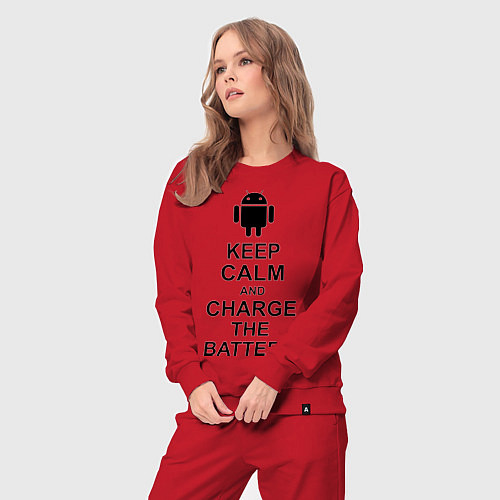 Женский костюм Keep Calm & Charge The Battery (Android) / Красный – фото 3