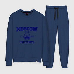 Костюм хлопковый женский MGU Moscow University, цвет: тёмно-синий