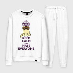 Костюм хлопковый женский Keep Calm & Hate Everyone, цвет: белый