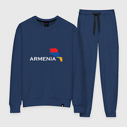 Костюм хлопковый женский Армения, цвет: тёмно-синий