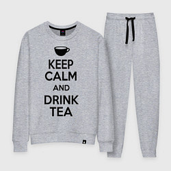 Костюм хлопковый женский Keep Calm & Drink Tea, цвет: меланж
