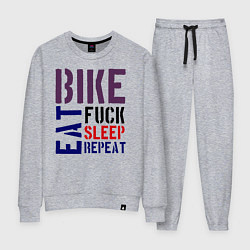 Костюм хлопковый женский Bike eat sleep repeat, цвет: меланж