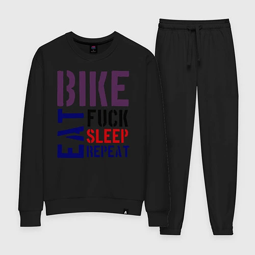 Женский костюм Bike eat sleep repeat / Черный – фото 1