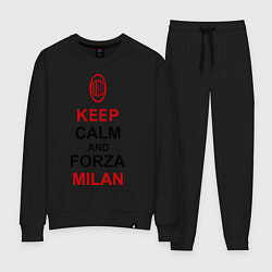 Костюм хлопковый женский Keep Calm & Forza Milan, цвет: черный