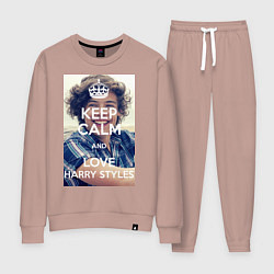 Костюм хлопковый женский Keep Calm & Love Harry Styles, цвет: пыльно-розовый