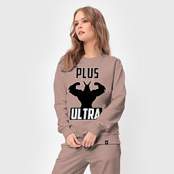 Костюм хлопковый женский PLUS ULTRA черный, цвет: пыльно-розовый — фото 2