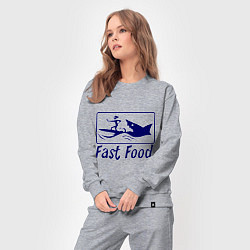Костюм хлопковый женский Shark fast food, цвет: меланж — фото 2
