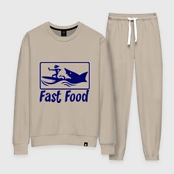 Костюм хлопковый женский Shark fast food, цвет: миндальный