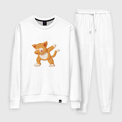 Костюм хлопковый женский Cat Dabbing, цвет: белый