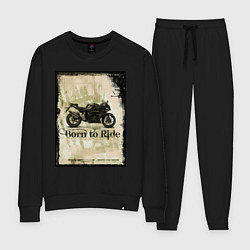 Костюм хлопковый женский Born to Ride, цвет: черный