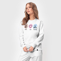 Костюм хлопковый женский Peace, love, fencing, цвет: белый — фото 2