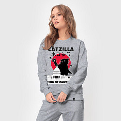 Костюм хлопковый женский Catzilla King of Pawster, цвет: меланж — фото 2