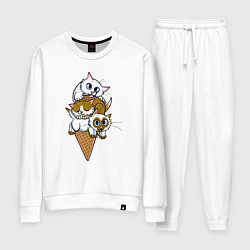 Костюм хлопковый женский Ice Cream Cats, цвет: белый