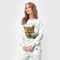 Костюм хлопковый женский Милая киса, цвет: белый — фото 2