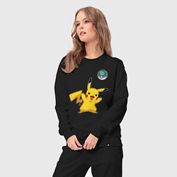 Костюм хлопковый женский Pokemon pikachu 1, цвет: черный — фото 2