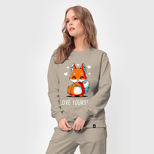Женский костюм ЛЮБИ СЕБЯ Love yourself / Миндальный – фото 3