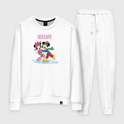 Костюм хлопковый женский Mickey & Minnie, цвет: белый