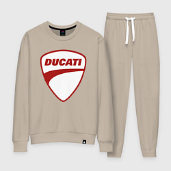 Костюм хлопковый женский Ducati Logo Дукати Лого Z, цвет: миндальный