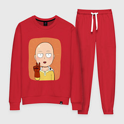 Костюм хлопковый женский Сайтама One Punch Man, цвет: красный