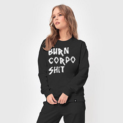 Костюм хлопковый женский BURN CORPO SHIT, цвет: черный — фото 2