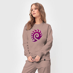 Костюм хлопковый женский Zerg logo Purple, цвет: пыльно-розовый — фото 2