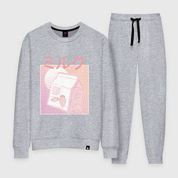 Костюм хлопковый женский Vaporwave Strawberry Milk, цвет: меланж