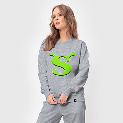 Костюм хлопковый женский Shrek: Logo S, цвет: меланж — фото 2