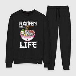 Костюм хлопковый женский Ramen life, цвет: черный