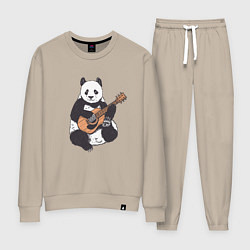 Костюм хлопковый женский Панда гитарист Panda Guitar, цвет: миндальный