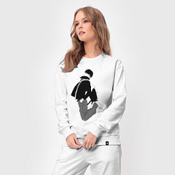 Костюм хлопковый женский Рицука Уэнояма прыгает чб, цвет: белый — фото 2