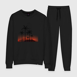 Костюм хлопковый женский Palm tree, цвет: черный
