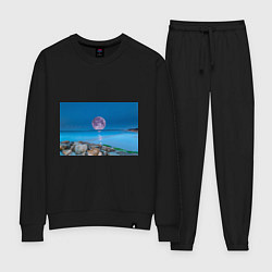 Костюм хлопковый женский Лунный пляж, цвет: черный
