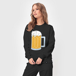 Костюм хлопковый женский Beer Cat, цвет: черный — фото 2