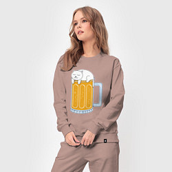 Костюм хлопковый женский Beer Cat, цвет: пыльно-розовый — фото 2