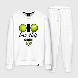 Костюм хлопковый женский Я люблю теннис, цвет: белый