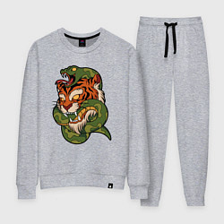 Костюм хлопковый женский Тигр кусает змею, цвет: меланж