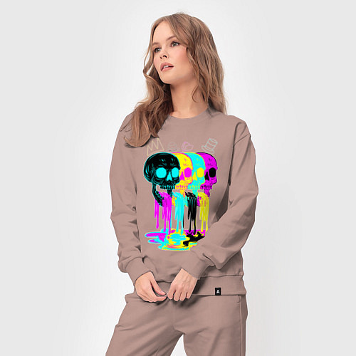 Женский костюм 4 ЧЕРЕПА SKULLS NEON / Пыльно-розовый – фото 3