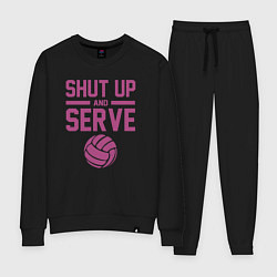 Костюм хлопковый женский Shut Up And Serve, цвет: черный