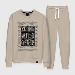 Костюм хлопковый женский YOUNG WILD &FREE, цвет: миндальный