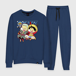 Костюм хлопковый женский Малыши Зоро и Луффи One Piece, цвет: тёмно-синий