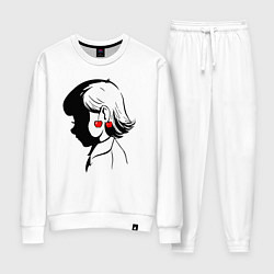 Костюм хлопковый женский Amlie девочка Амели и черешня, цвет: белый