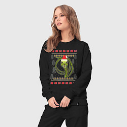 Костюм хлопковый женский Рождественский свитер Скептическая змея, цвет: черный — фото 2