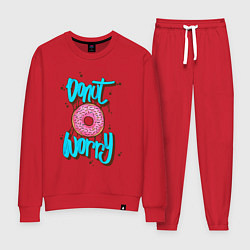 Костюм хлопковый женский Donut Worry, цвет: красный
