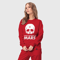 Костюм хлопковый женский 30 Seconds to Mars белый череп, цвет: красный — фото 2